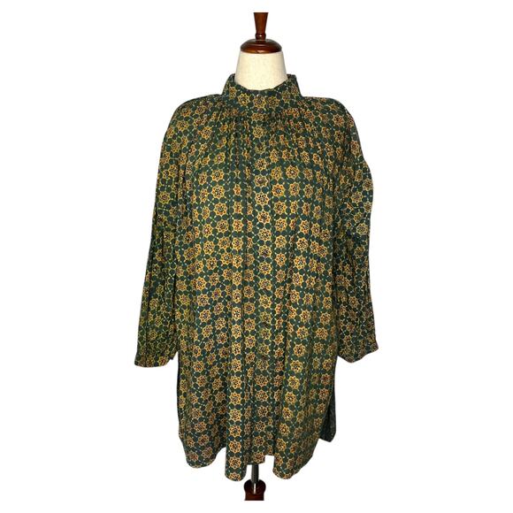 Madam Hall Women's Tunic Yellow Mini Indian Block Print Cotton Artisan Boho - Picture 1 of 10